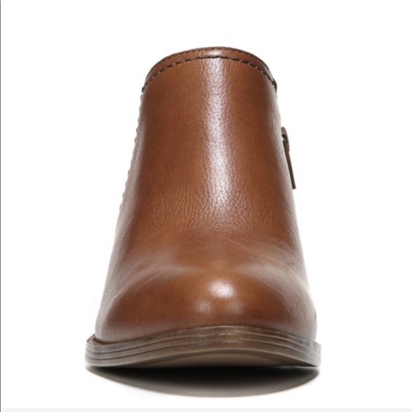Cognac Distressed Leather Short Ankle Bootie - Picture 7 of 8